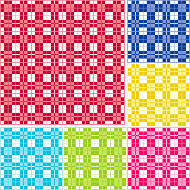 Sin costuras Gingham, Seis colores
 - Vector, Imagen