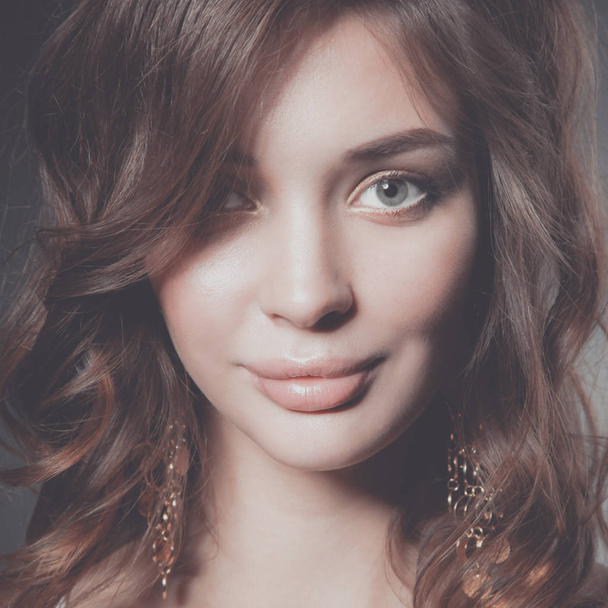 Close up portrait of beautiful young woman face. - Fotó, kép