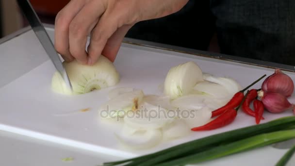  Chopping onion before cooking - Footage, Video