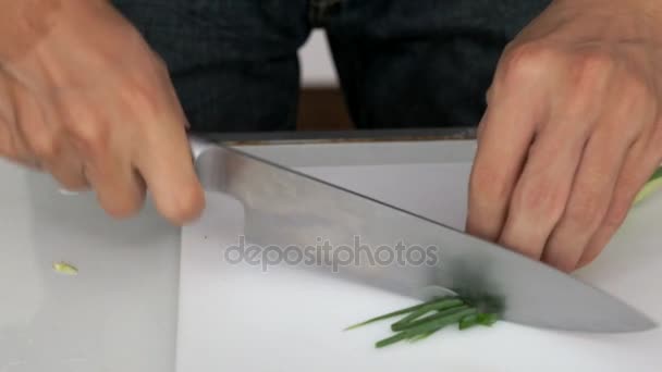  Chopping Scallion before cooking - Footage, Video