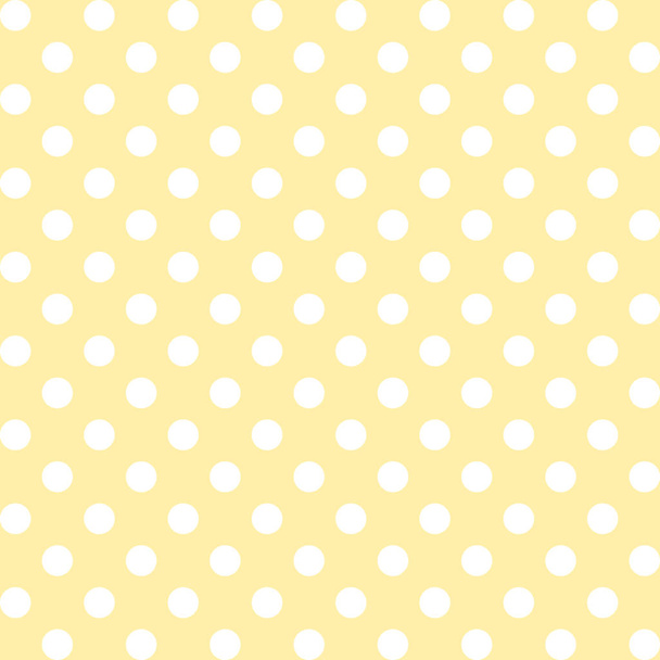 Seamless Pattern, vector includes swatch that seamlessly fills any shape, large white polka dots on pastel yellow background - Vektor, obrázek