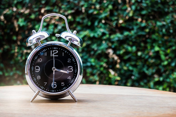 Alarm Clock On Wooden Background - Photo, Image