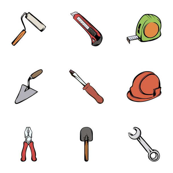 Conjunto de ícones de ferramentas de construção, estilo cartoon
 - Vetor, Imagem