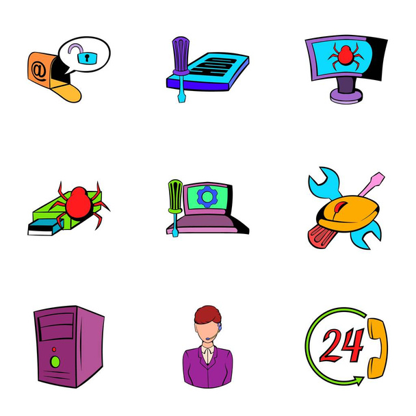 Virus icons set, cartoon style - Vector, Image