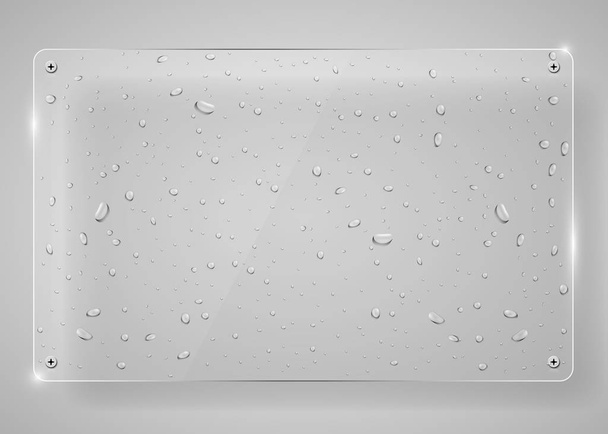 Wet glass. Drops transparent glass piece. Rain concept. - Διάνυσμα, εικόνα