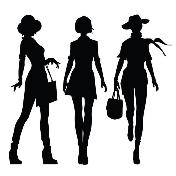 Silhouettes noires de belles femmes
 - Vecteur, image