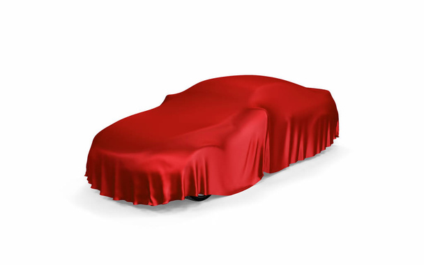 Αυτοκίνητο, καλυμμένο με ένα κόκκινο πανί - Φωτογραφία, εικόνα