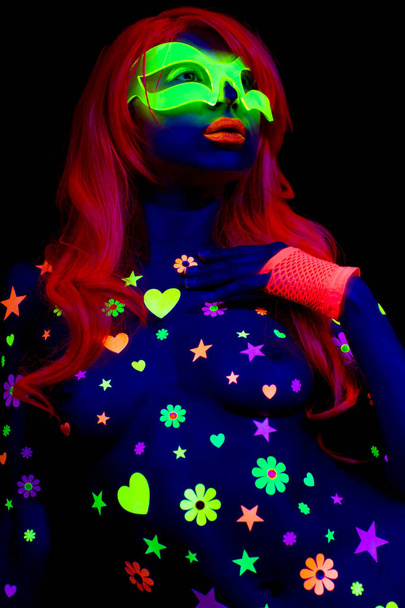 kızdırma uv neon disko seksi kadın cyber bebek - Fotoğraf, Görsel