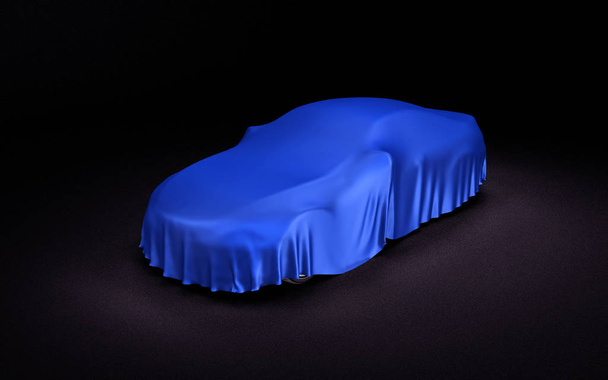 Carro coberto com um pano azul
 - Foto, Imagem