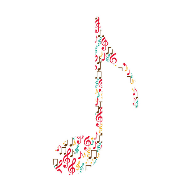 quaver note color silhouette formed by musical notes - Vector, Image