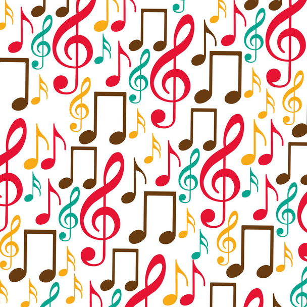 kleurrijke achtergrond met patroon van musical merkt pictogrammen - Vector, afbeelding