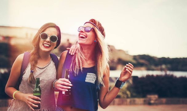 Party girls enjoying summer freedom - Фото, изображение