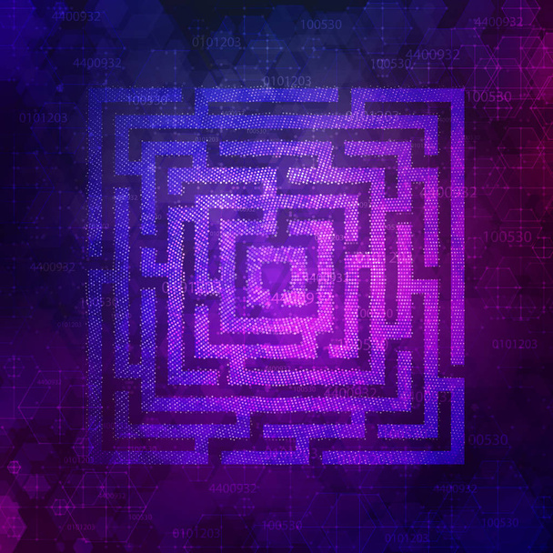 Technológiai háttér tervezés a négyzet alakú labirintus. Üzleti koncepció. Vektoros illusztráció. - Vektor, kép