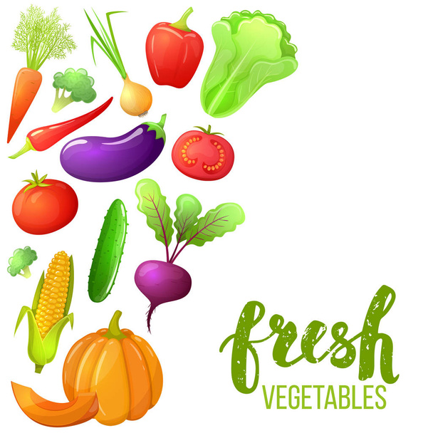 Colorful set of vegetables - Vector, Image