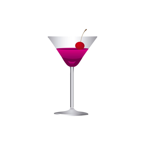 πολύχρωμο ρεαλιστική μαρτίνι κοκτέιλ ποτήρι ποτό με κεράσι - Διάνυσμα, εικόνα