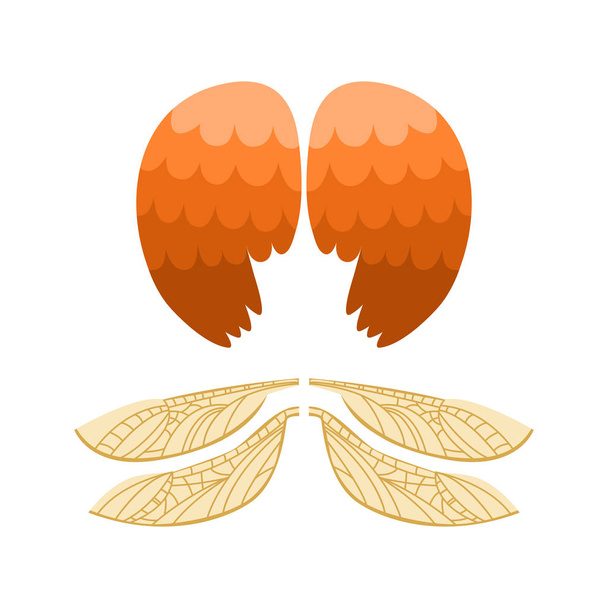 Крылья изолированные перо животного Pinion птичий полет свободы и естественный ястреб жизни мирный дизайн летающий элемент орла крылатой боковой формы векторной иллюстрации
. - Вектор,изображение