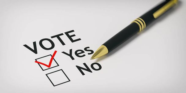 Vote yes - check box. 3d illustration - Photo, image