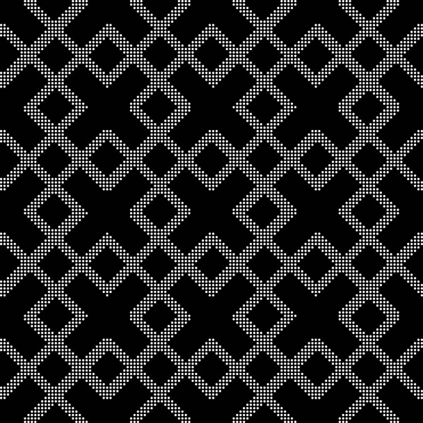 Halftone round black seamless background check square cross fram - Vector, Image