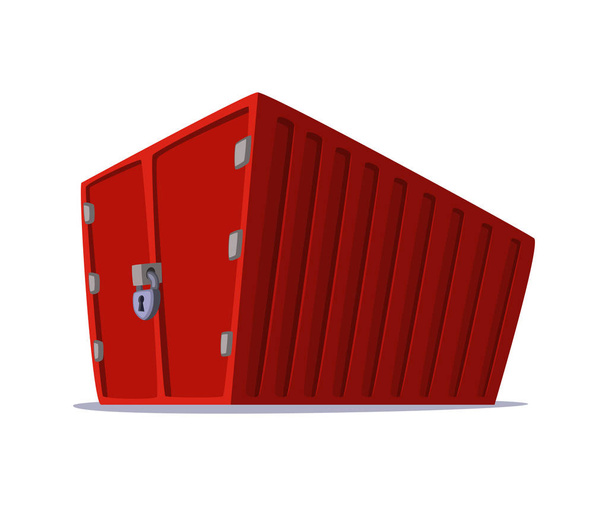 Concept cartoon afbeelding van cargo container voor verzend- en vervoer werkzaamheden geïsoleerd op witte achtergrond. - Vector, afbeelding
