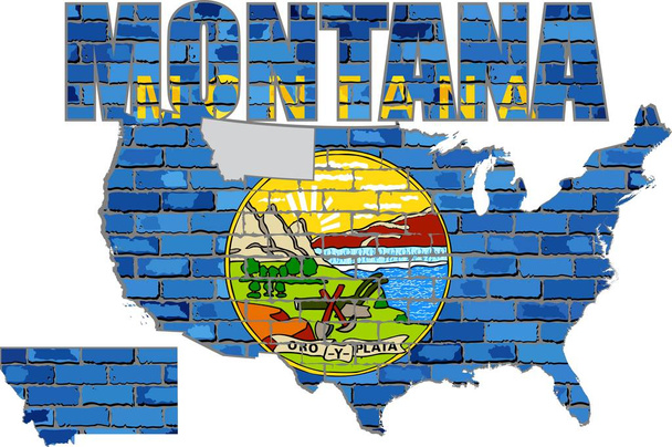 Montana σε έναν τοίχο από τούβλα - Διάνυσμα, εικόνα