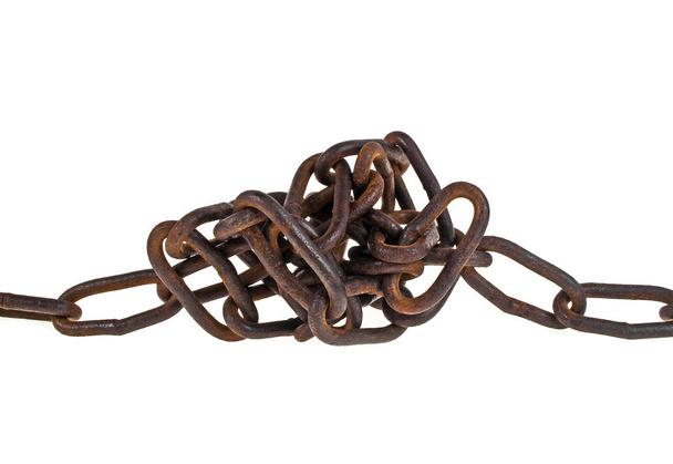 Rusty chain isolated on a white background - Fotoğraf, Görsel