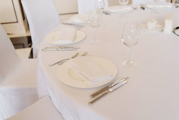 Empty cutlery on the table. Table setting - Fotó, kép