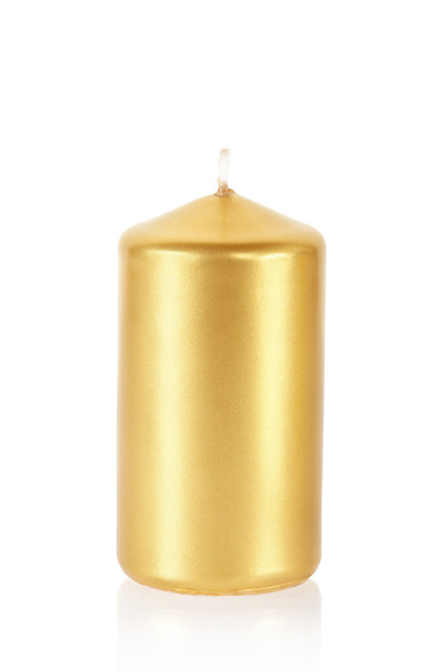 Golden candle on white - Foto, imagen