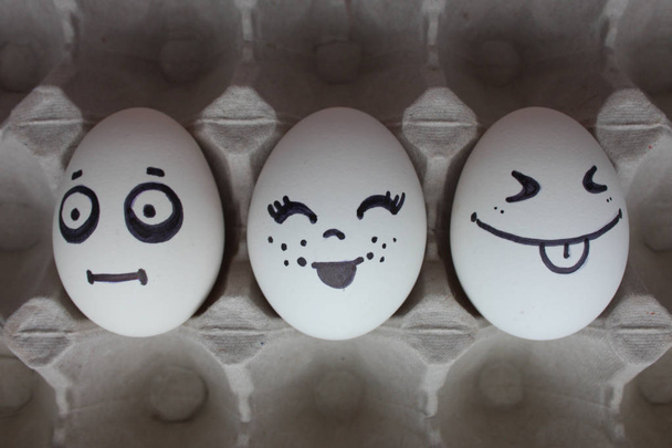 Eggs with faces photo for your design - Фото, зображення