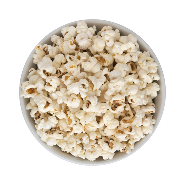 Popcorn in White Round Bowl Isolated - Fotografie, Obrázek