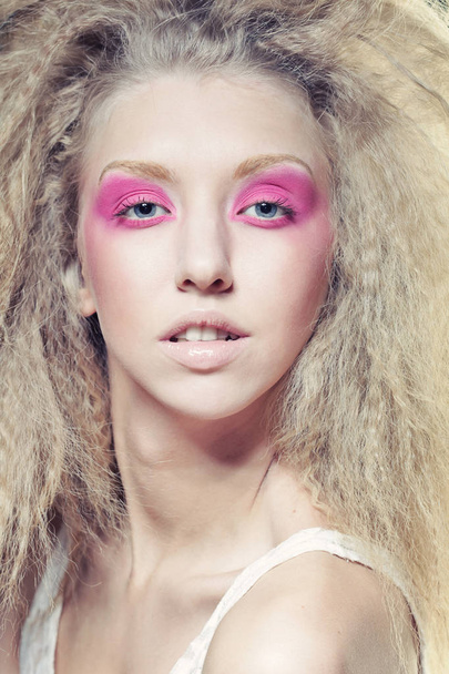 happy blond with pink make up - Foto, Bild