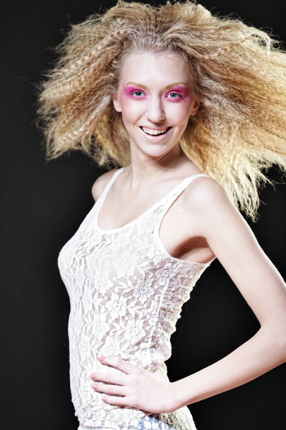 happy blond with pink make up - Foto, Imagem