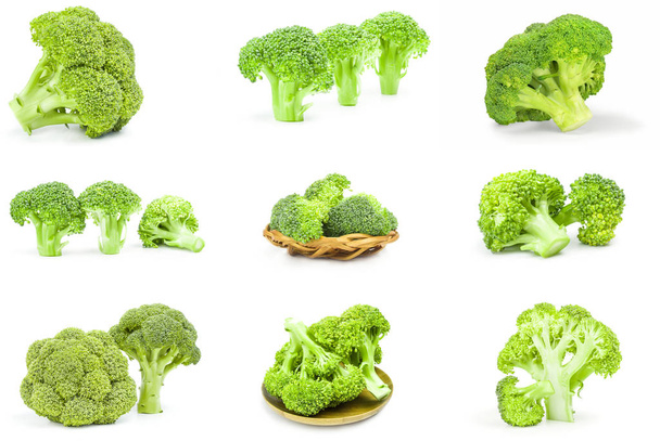 Recolección de repollo de brócoli primer plano sobre blanco
 - Foto, Imagen