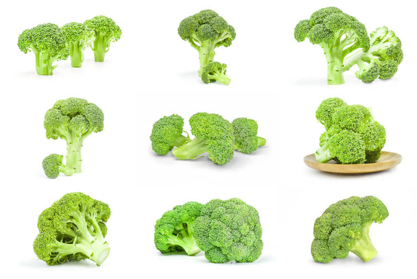 Conjunto de cabeza fresca de brócoli sobre fondo blanco
 - Foto, Imagen