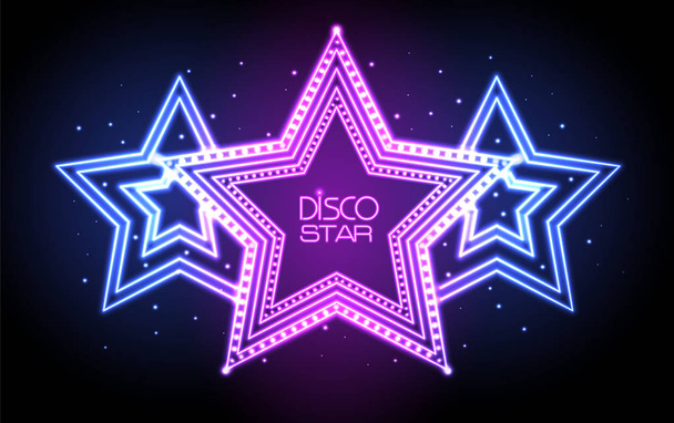 Neon sign of disco star  - Вектор,изображение