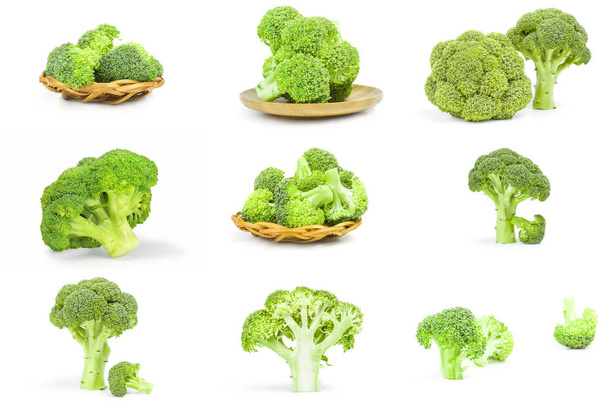 Set di broccoli freschi verdi da primo piano isolati su sfondo bianco
 - Foto, immagini