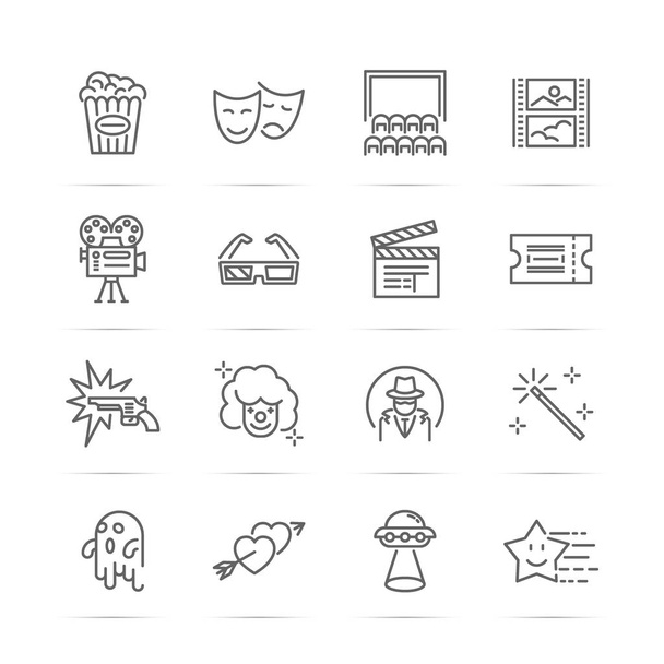 movie and cinema vector line icons - Vector, Image