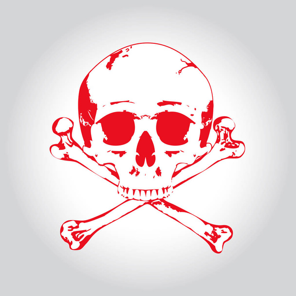 Red Skull and crossbones  - Vetor, Imagem