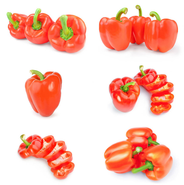 Collection of bell peppers isolated on a white background cutout - 写真・画像