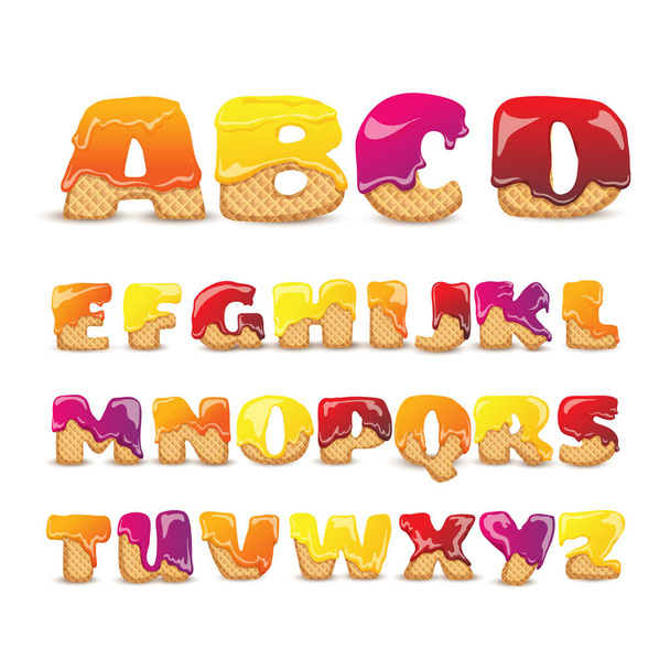 Γκοφρέτες με επικάλυψη γλυκιά αλφάβητο γράμματα σετ - Διάνυσμα, εικόνα