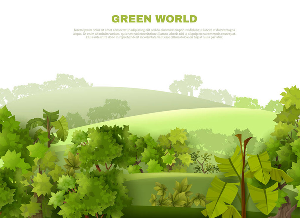 Зелений Світ Ізоляційний Пейзаж Еко Плакат
  - Вектор, зображення