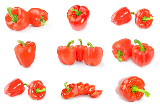 Collection of paprika isolated on a white cutout - Photo, Image
