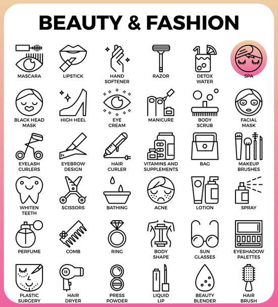 Beauty and Fashion icon set - Vector, Image