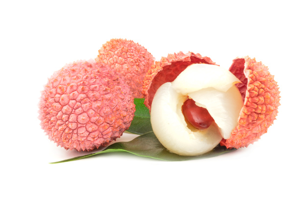 Lychee on a white background. Clipping path - Photo, Image