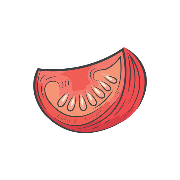 Sliced tomato icon and food vector watercolor - Vector, imagen