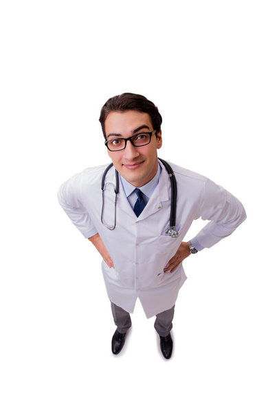 Männlicher Arzt isoliert auf weißem Hintergrund - Foto, Bild