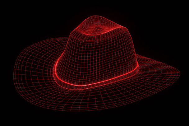 Tel Çerçeve hologramı tarzı 3D şapka kap. Güzel 3d render - Fotoğraf, Görsel
