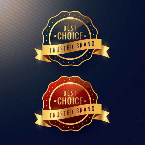 best choice trusted brand golden label and badge set - Διάνυσμα, εικόνα