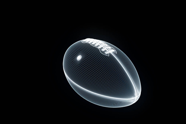 Voetbal in Hologram Wireframe stijl. Mooie 3D-Rendering - Foto, afbeelding