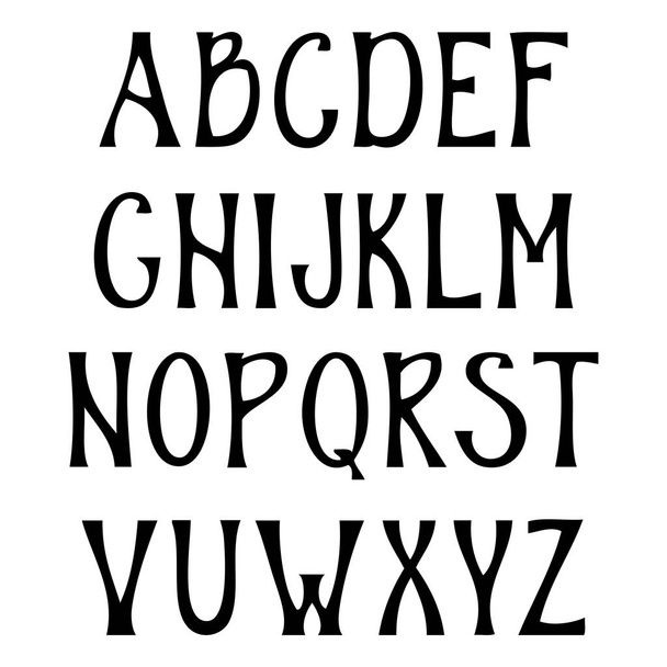Hand drawn upper case alphabet. Vintage handwritten font in gothic style. Vector illustration - Vector, afbeelding