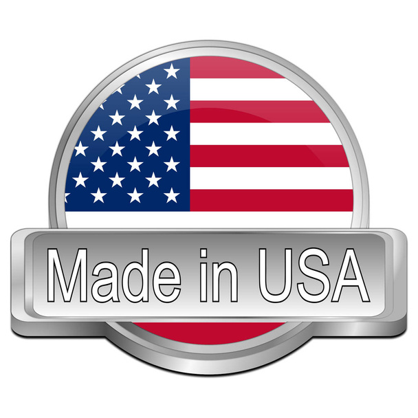 Made in USA button - 3D illustration - Photo, Image